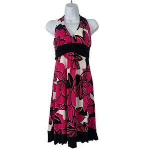Speechless Halter Summer Dress With Tie Back In Pink/Black Floral Size Medium